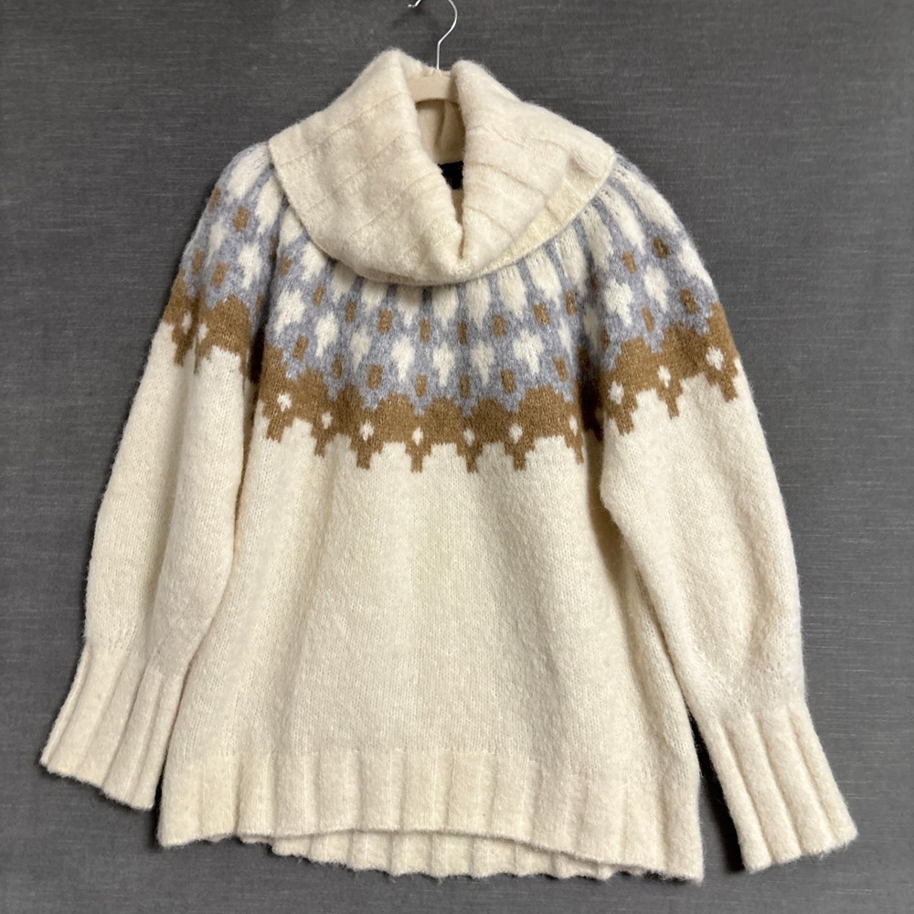 Banana Republic Sweater L Bosque Oversized Alpaca Blend Fair Isle Cowl Neck SKi